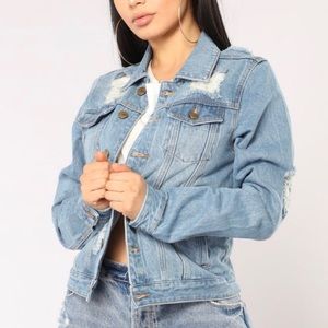 Fashion Nova distressed denim jacket